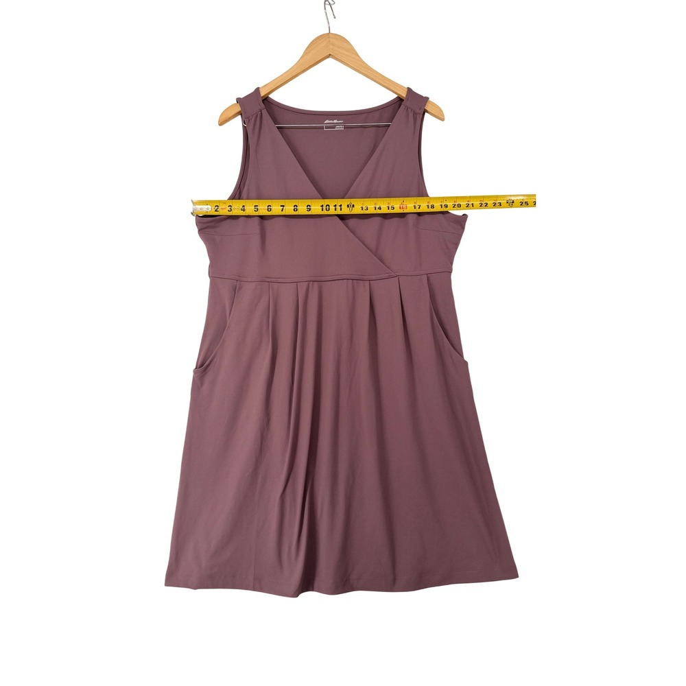Eddie Bauer Womens XL Plum Purple Sleeveless Faux Wrap Empire Waist Pocket Dress - Picture 7 of 8